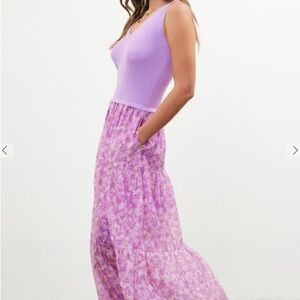 NWT Skies Are Blue Floral Purple Maxi Dress